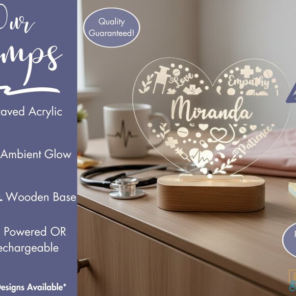 Nurse Personalized Night Light | Custom Medical Gift for Doctors & Surgeons - Picture 3 of 8